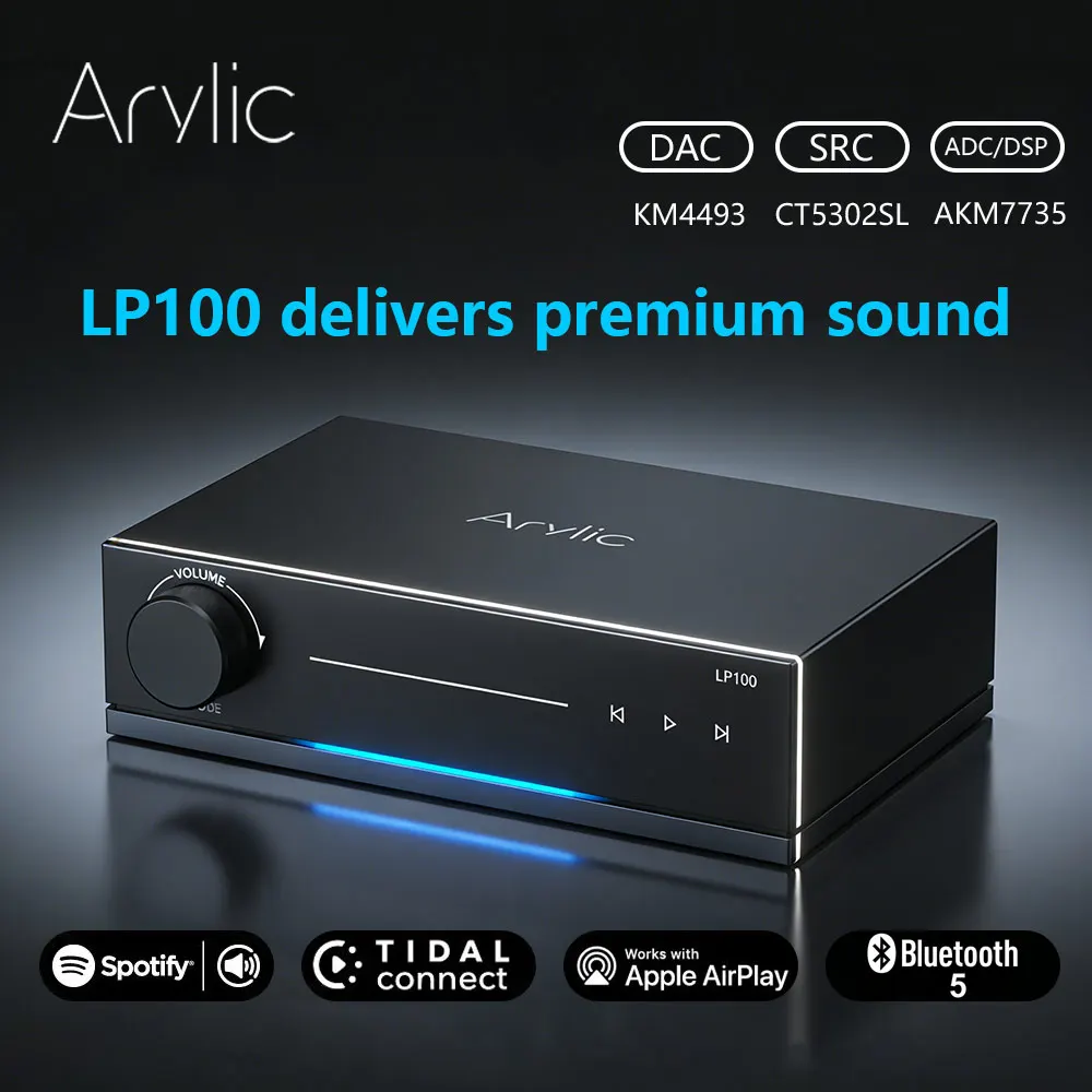 

Arylic LP100 Hi-Fi DAC Amplifier | AKM4493 | Bluetooth 5.0 AirPlay Tidal Spotify | Mini Hi-Res Audio Streamer
