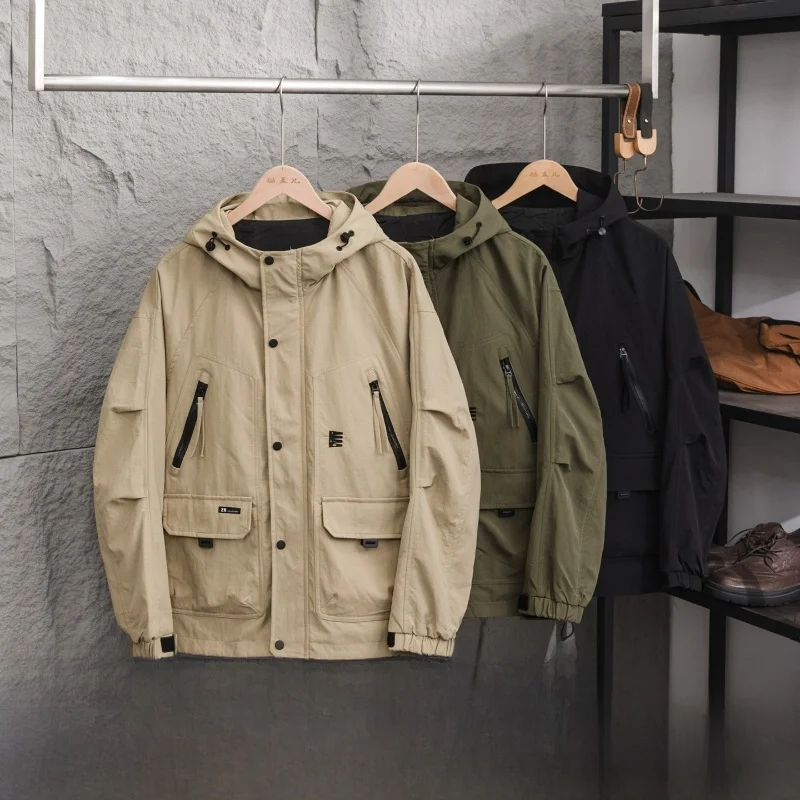 

Outdoor Mens Mountain Series Jacket 3D Tailoring Hooded Coat Waterproof Polyester Fiber Long Sleeve Standard Style Spring 2026