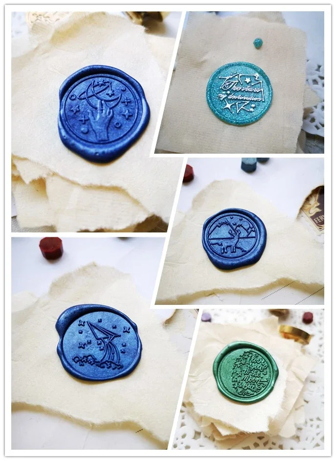 Galaxy Star Paper plane astronaut galaxy map plant Cherry blossoms compass Sealing Wax Stamps Wedding Wax Seal Stamp