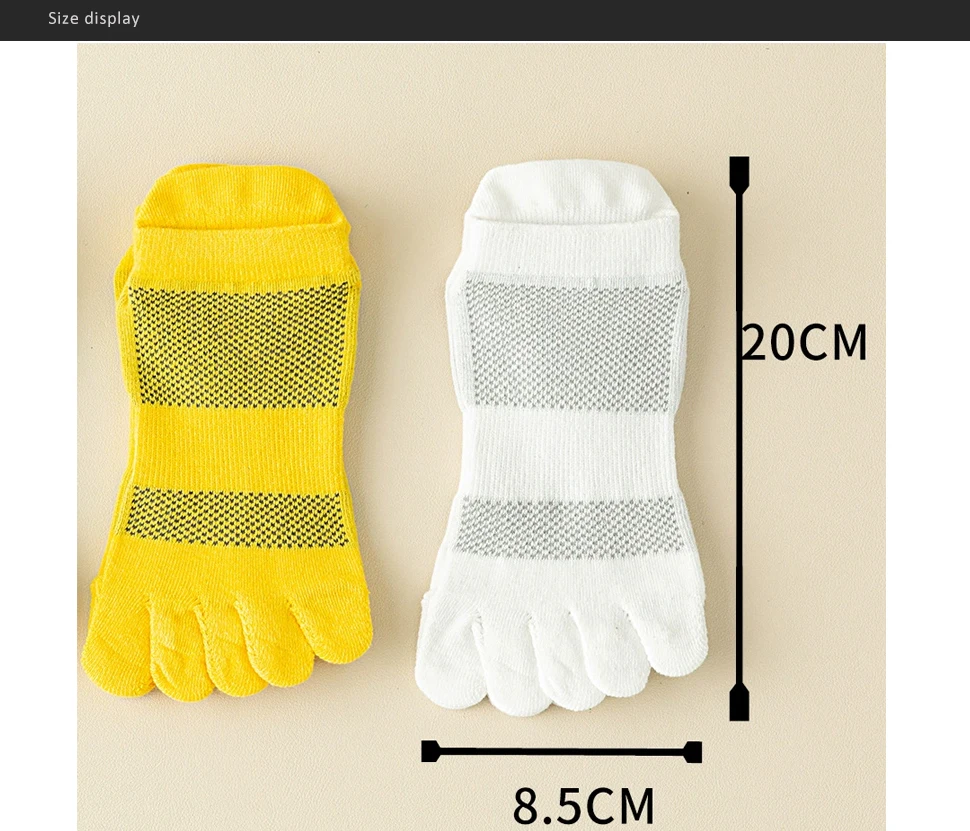 Yoga Pilates Fünf-Finger-Socken Knöchel Männer Baumwolle Dispense Rutschfestes Netz Solide Einfache Kompression Sportlich, Sport Boot Zehensocken – Detail 2