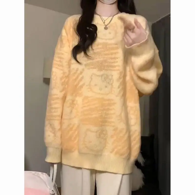 Sanrio bonito kawaii olá kitty fresco doce camisola versão coreana viajando engrossar inverno manter quente dos desenhos animados elegante novo