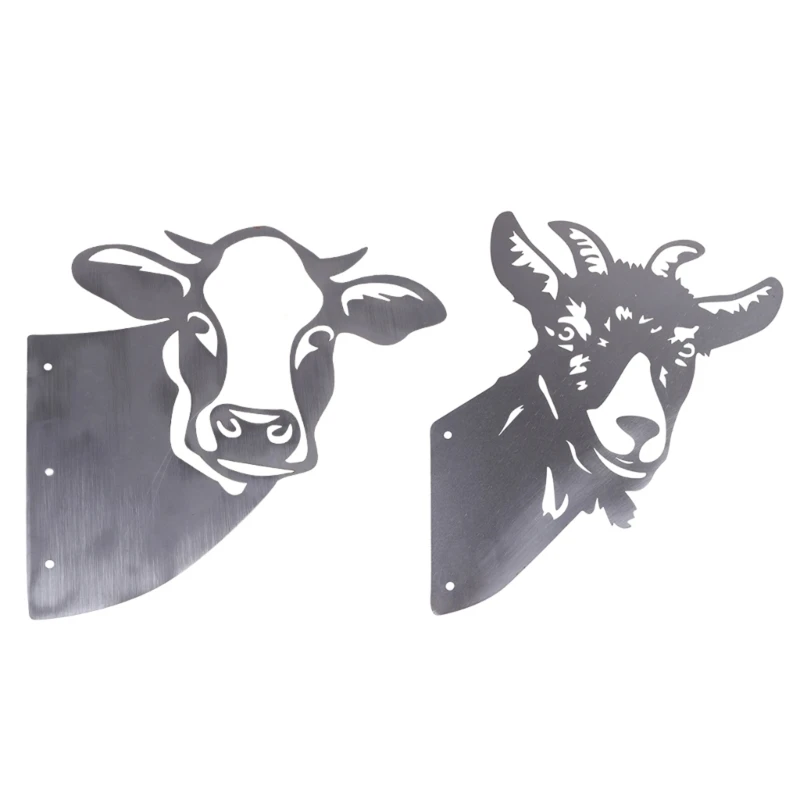 

Peeking Cow Goat Animal Metal Art Wall Decoration Farmhouse Carved Hollow Out Statue Outdoor Indoor Farm Garden