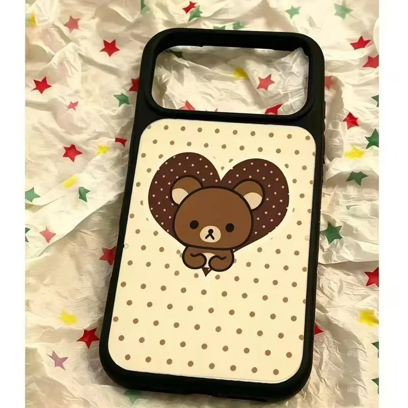 Polka-dot Rilakkuma fashion phone case, anti-fall and cute protective cover, suitable for iPhone11 12 13 14 15 16 17pro max
