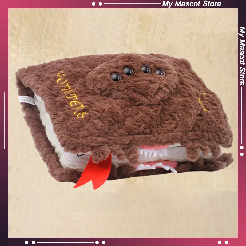 Peluche original de Harry Potter de Hugkis, con motivos de la escuela de magia, el libro de monstruos y un colgante con forma de libro de monstruos, ideal como almohada y regalo para los fans.