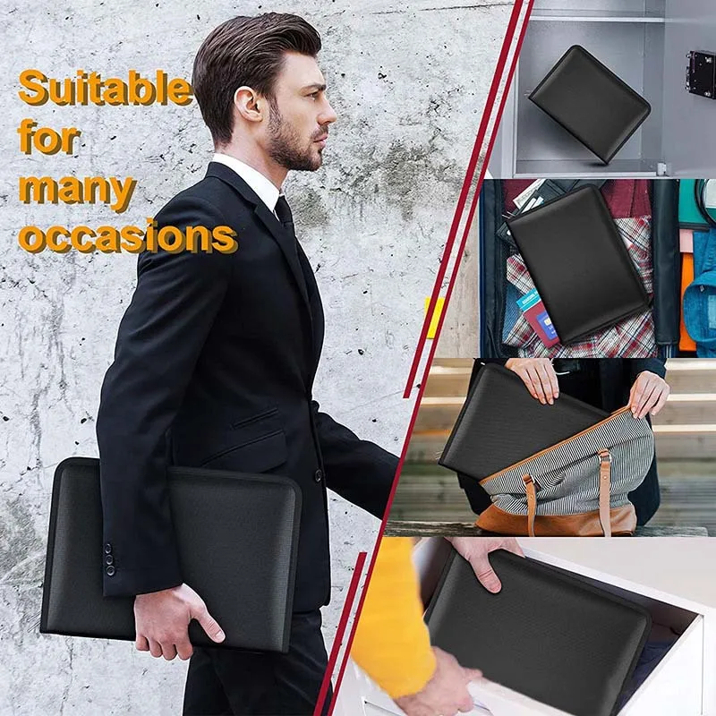 Lawaia Fireproof Binder Briefcase Papers Film Bags Safe Envelopes for Documents Storage Fire Proof Money Bag for Cash