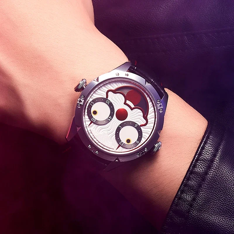 Joker Men's Leather Strap Waterproof Moon Phase Multi-Functional Diving Watch Automatic Fashion Luxury Mechanical Watch