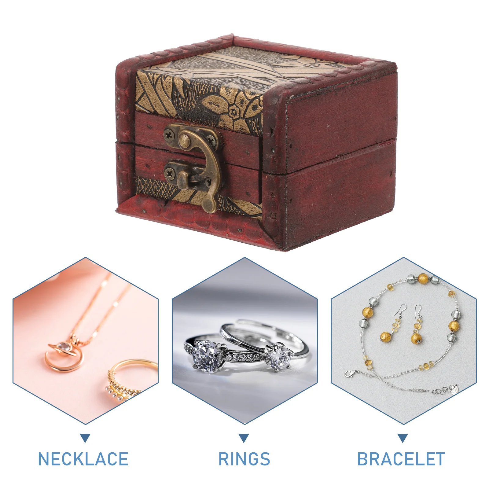 

Retro Decor Portable Jewelry Box Storage Case Treasure Chest Boxes Vintage Small