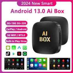 2024 Smart 5G WiFi AI Box Android 13.0 Wired To Wireless Android Auto CarPlay Adapter Bulit in Goole Stroe Youtube Nexflit