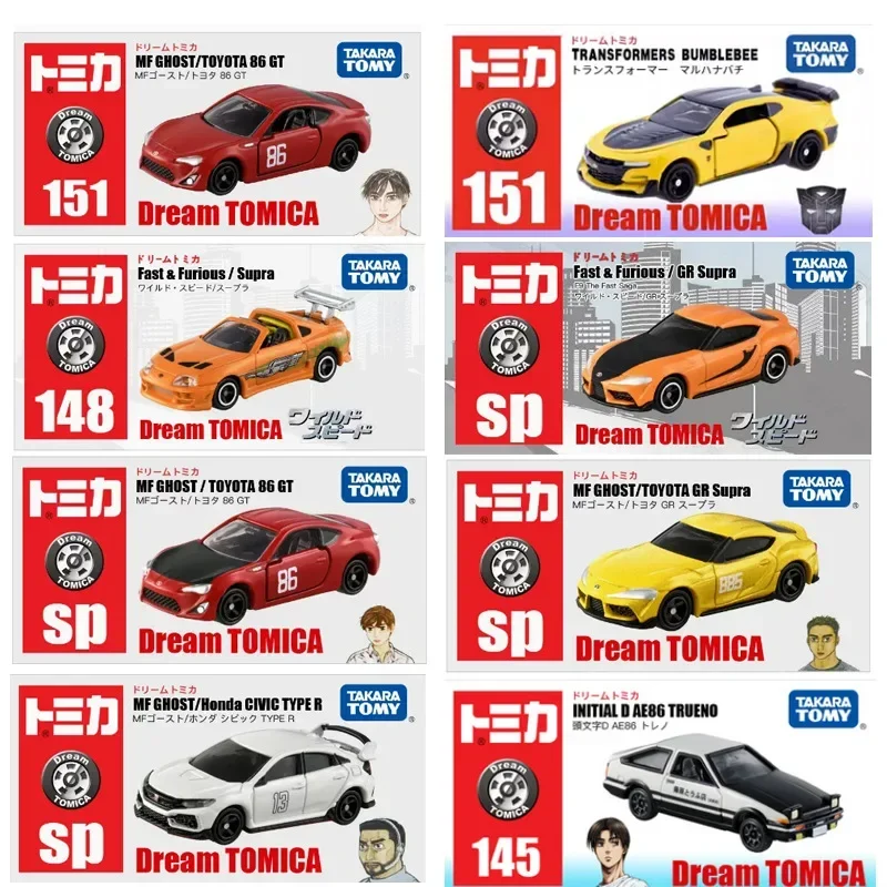 TAKARA TOMY Tomica Front Text D Fujiwara Takumi AE86 Hornet Alloy CarModel Replica Miniature Collection Kids Gift Toys for Boys