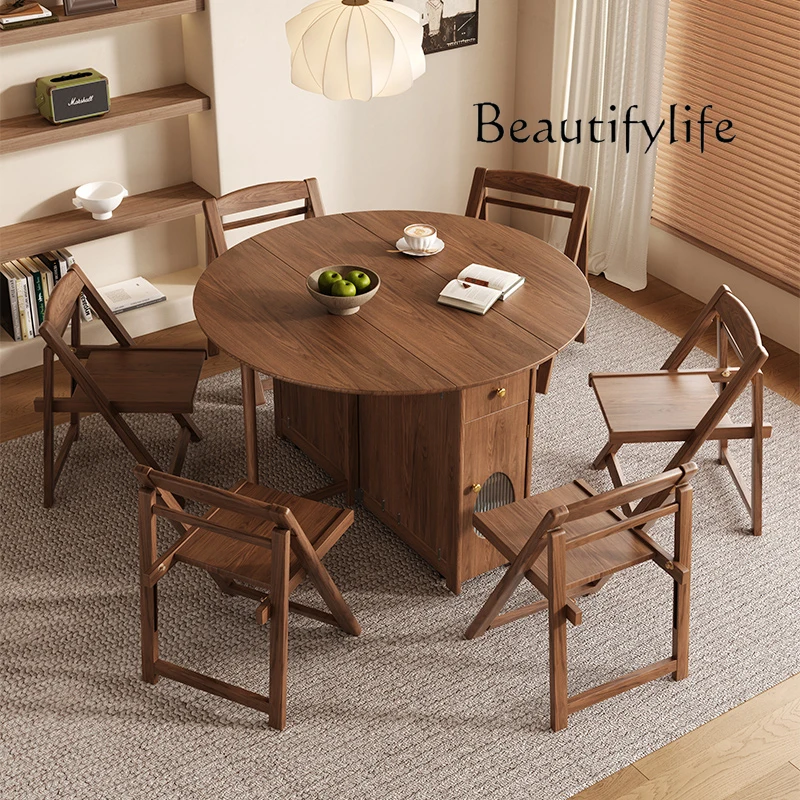 

Nordic Style Solid Wood Foldable Small Apartment Household Dining Table