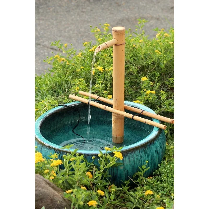 Water Fountain with Pump, Indoor/Outdoor, Branch-Style Support Arms, Smooth Split-Resistant Bamboo for a DIY Household