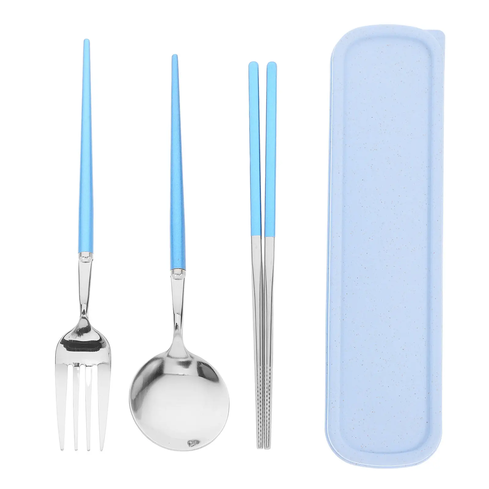 3Pcs Stainless Steel Cutlery Set Rustproof Dishwasher Safe Portable Flatware with Stylish Carry Case for Travel Camping Hiking view 5