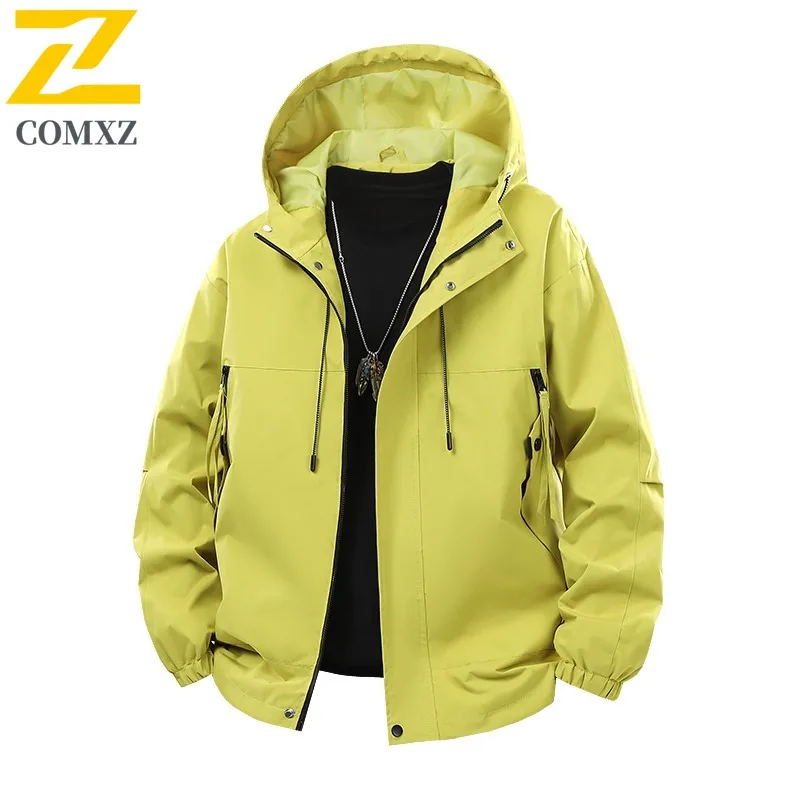

COMXZ Men Hooded Jacket 2025 Waterproof Outdoor sports Adventure Hiking Camping Climbing Outerwear Autumn Hunting Windbreaker