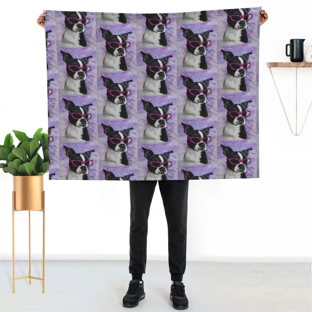 Diva - Boston Terrier Throw Blanket Personalized Gift Quilt Luxury Throw Polar Furry Blankets