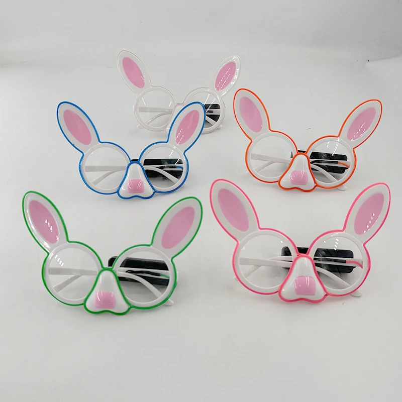 ใหม่มาถึงการ์ตูนแว่นตาไฟ LED เรืองแสง Bright กระต่ายแว่นตาสําหรับ Holiday Party เทศกาล Glow Props