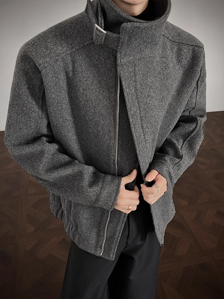 

Cleanfit Men's ort Woolen Jaet High Collar Autumn Winter Faion Design Casual Sle Zipper Closure No Inner ket