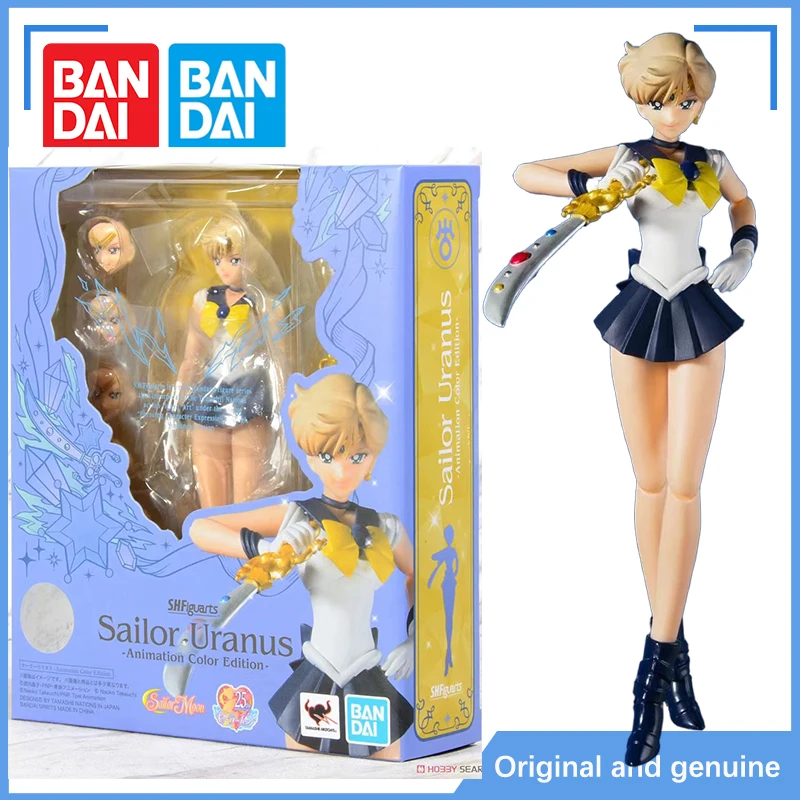 In Stock  Bandai Sailor Moon Figure SHF Tenoh Haruka Uranus Animation Color Genuine Action Anime Figure Model Kit Completed