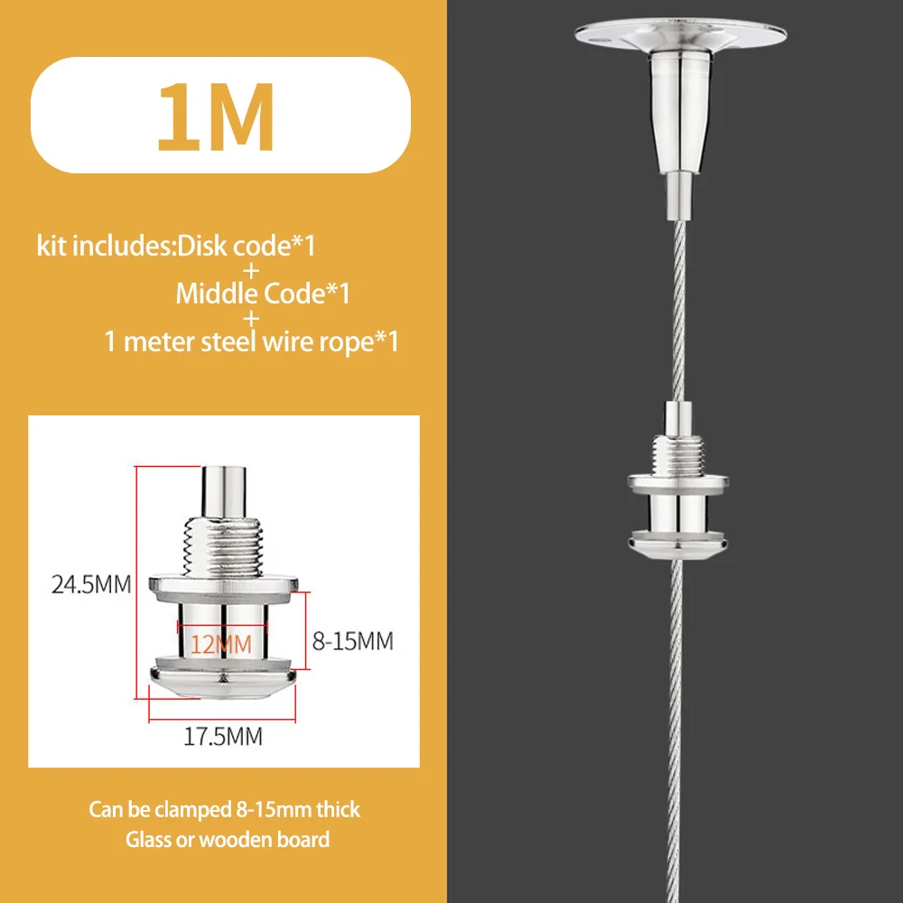 Adjustable Suspension Glass Clip Lifting Ropes are Used For Acrylic Panels Wooden Boards and Glass Panel Suspension Systems