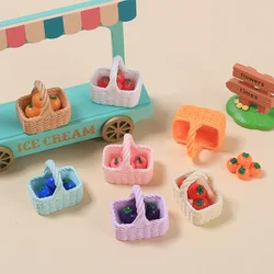 반짝이는 3D 과일 바구니 시리즈 미니어처 플랫 백 송진 카보숑, 머리핀 스크랩북 DIY 홈 장식 공예 액세서리, 5 개