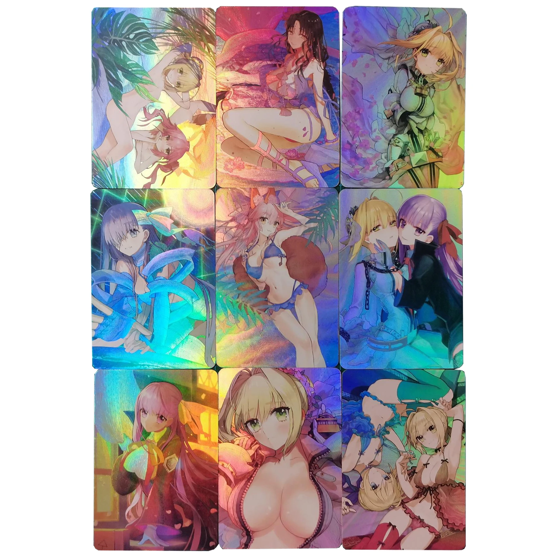

Самостоятельное изготовление, 9 шт./комплект, Fgo Mash Kyrielight зеркальная подвеска, коллекционная карточка, рефракция цвета, фотовспышка, подарки, игрушки