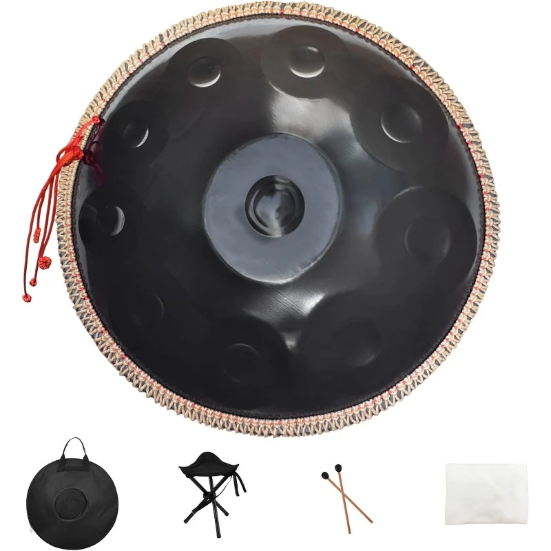 432HZ,10 Sounds 22 Inches D Minor Handpan Drum,Prremium Steel Hand Pan Instrument for Adults