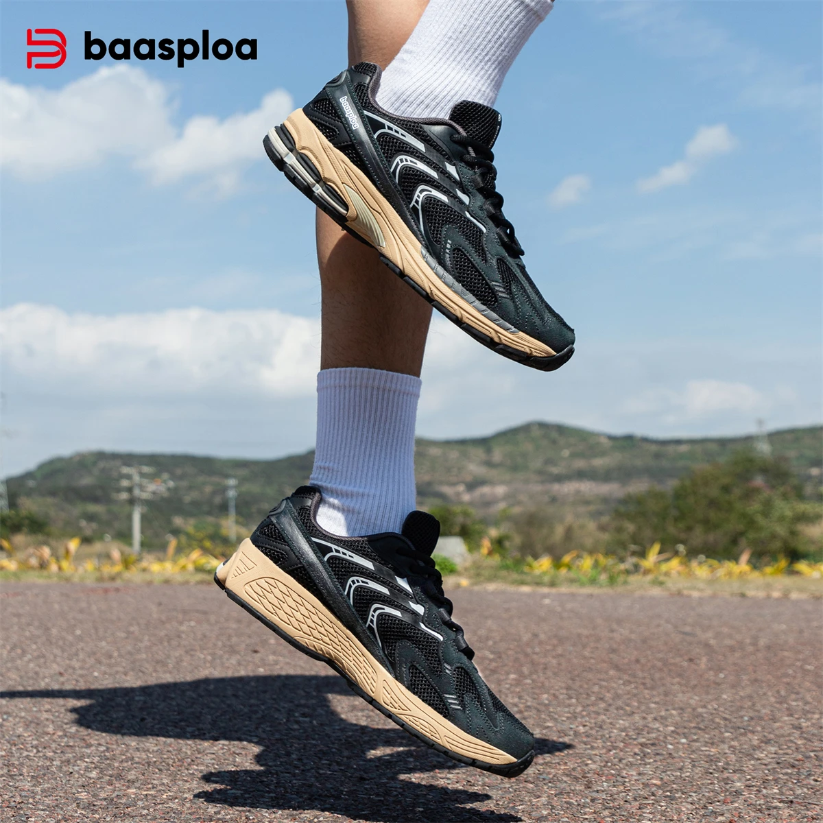 

Baasploa Men Running Sneakers Brand Casual Mesh Breathable Tenis Sport Shoes Male Outdoor Lightweight Non-Slip Walking Shoes