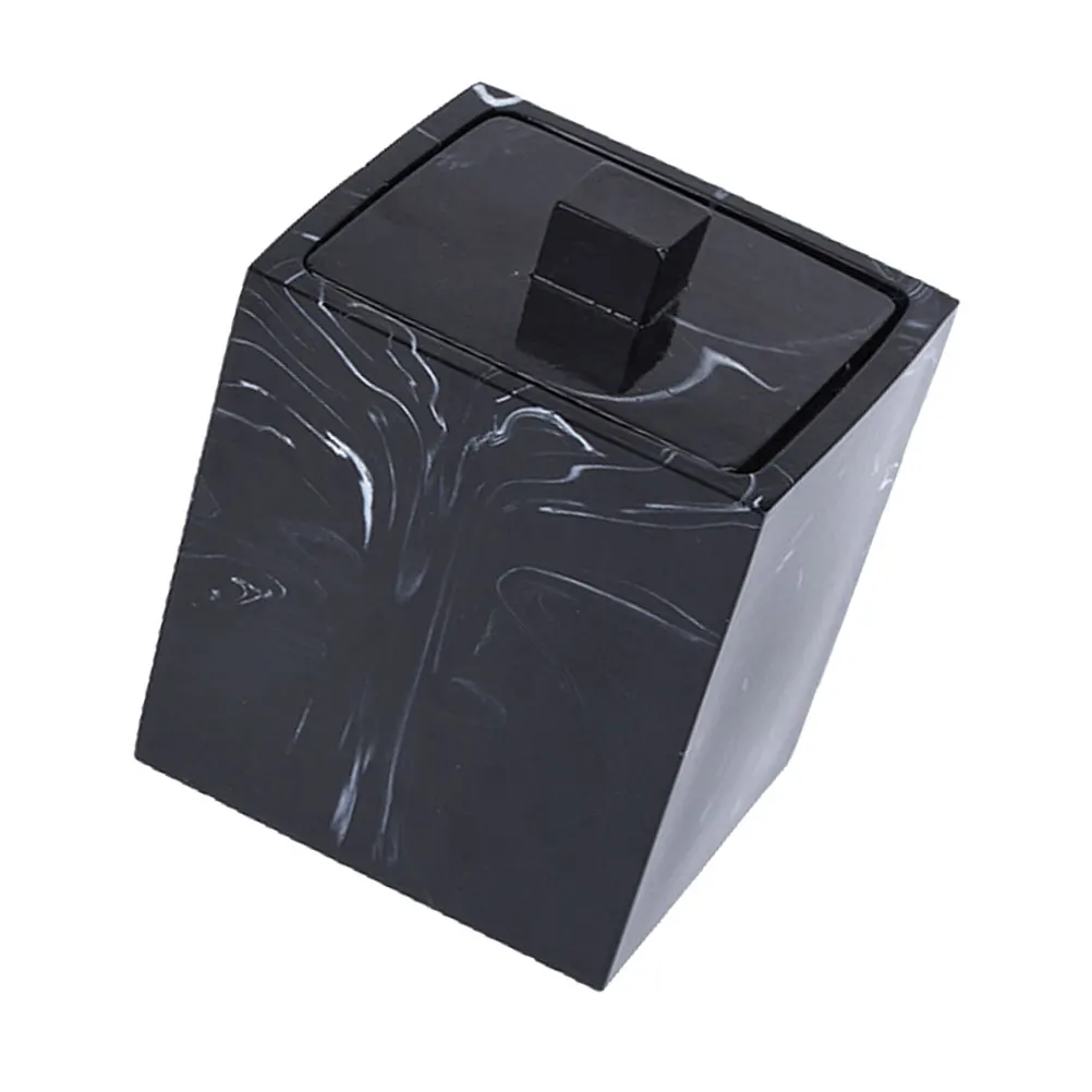 

Resin Marble Storage Box Cotton Swabs Holder Apothecary Jars Decorative ganizer for Makeup Pads Toothpicks Small Accessories