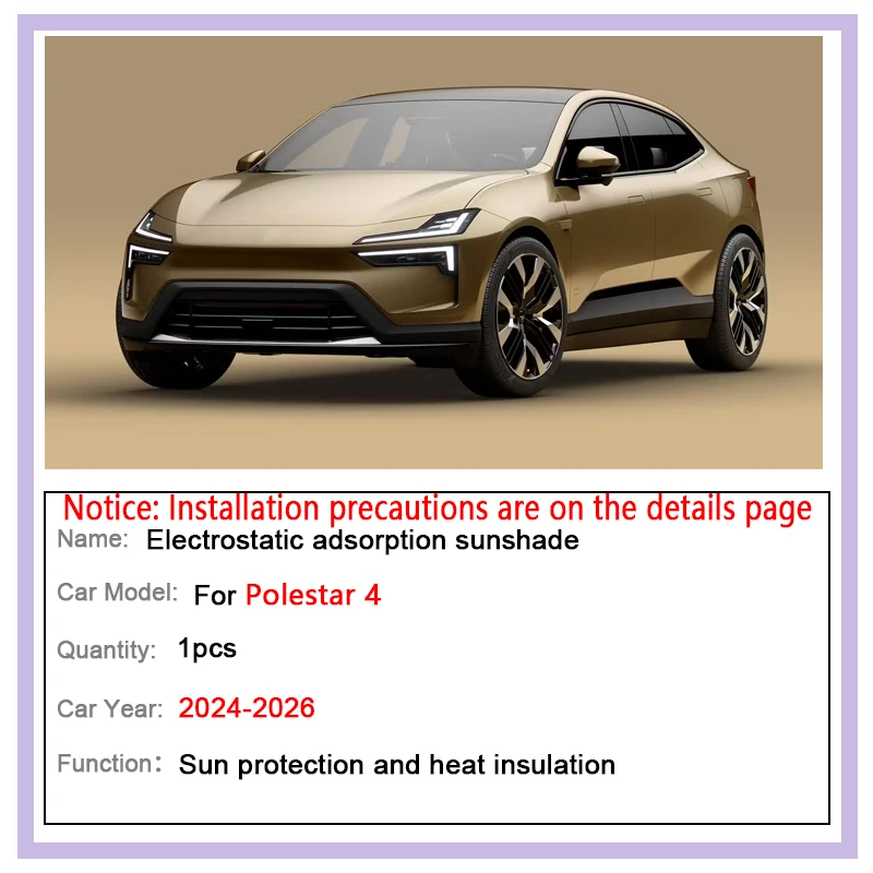 For Polestar 4 2024 2025 2026 Car Roof Sunshade Electrostatic Adsorption Sunroof Sunshade Skylight Part Sun Protector Accessorie