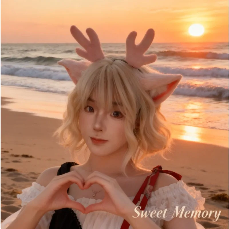 Plush Deer Antler Headband For Women Girls Anime Cosplay Costume Accessory Halloween Christmas Party Hair Clip