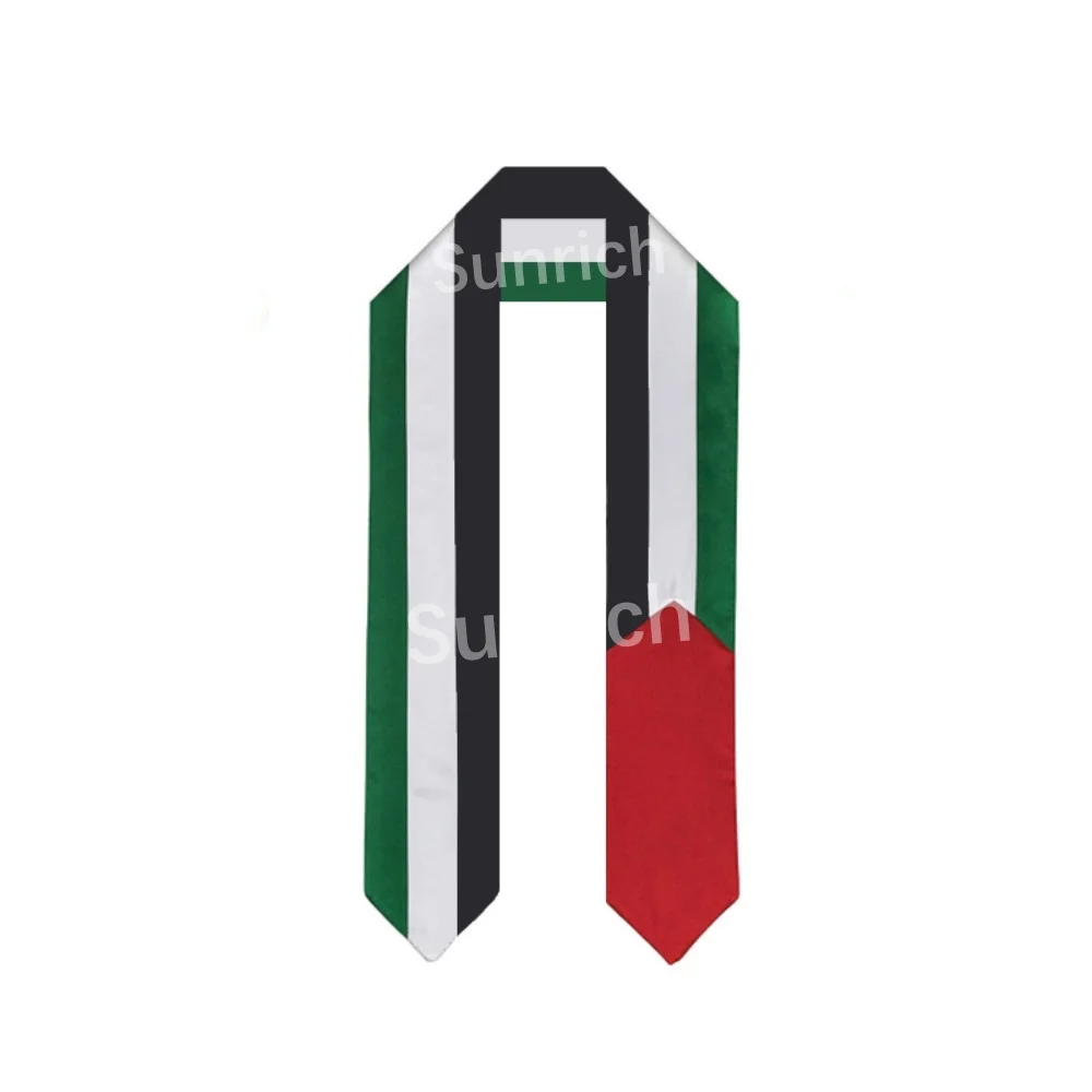 

Palestine Flag Graduation Stole Satin Fabric Bachelor Gown Accessory Palestinian Graduation Sash