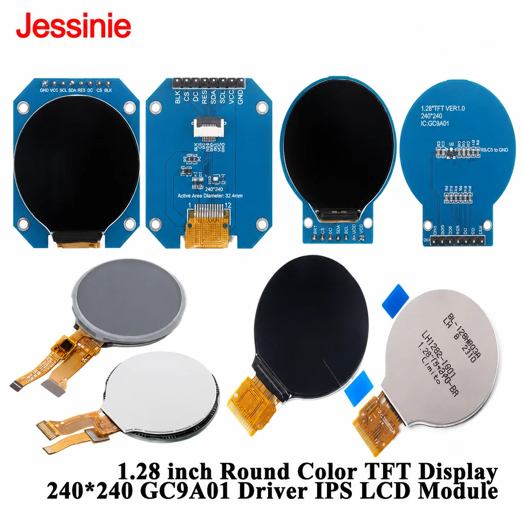 1.28 inch Round Color TFT Display IPS 1.28' LCD Bare Screen Module 240x240 240*240 Resolution SPI Interface GC9A01 Driver