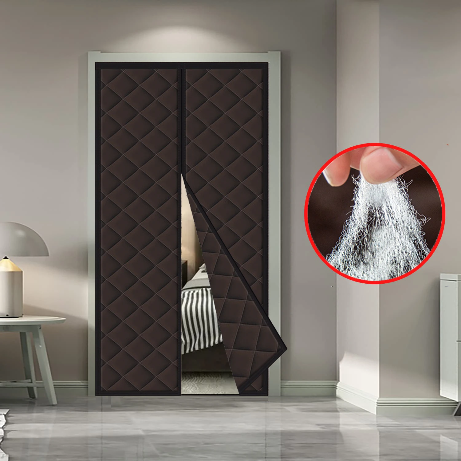 Winter Door Curtains for Bedrooms, Living Rooms/terraces Glass Curtains with Magnetic Insulation and Thickened Covers