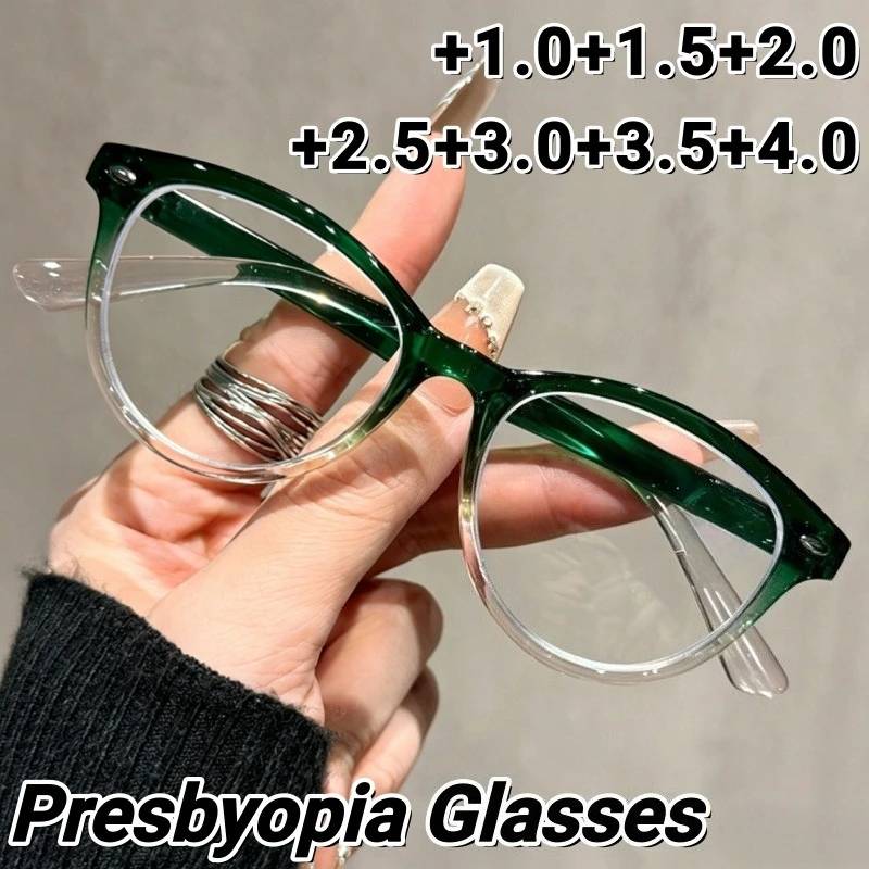 

Fashionable Color Splicing Anti-blue Light Reading Glasses Retro Oval Resistant Durable High-definition Protective Eyewear