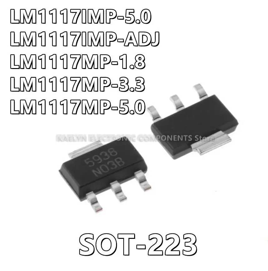 30Pcs/lot LM1117IMP-5.0 LM1117IMP-ADJ LM1117MP-1.8 LM1117MP-3.3 LM1117MP-5.0 LM1117 LM1117MP LM1117IMP SOT-223