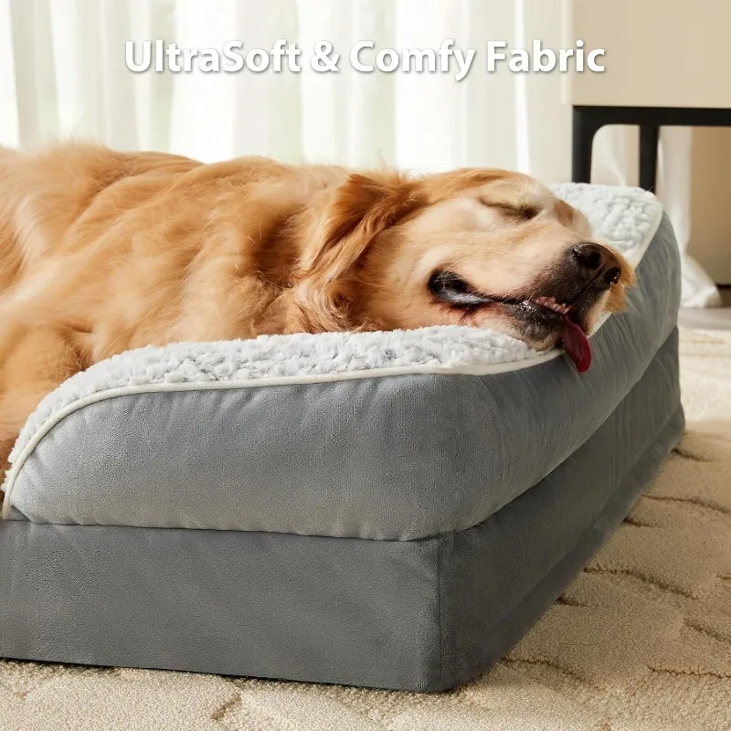 Orthopedic Large Dog Bed, Sofa Bed Sized with Egg Crate Foam, Removable Washable Pillow Cover, Waterproof Couch Anti-Slip Bottom