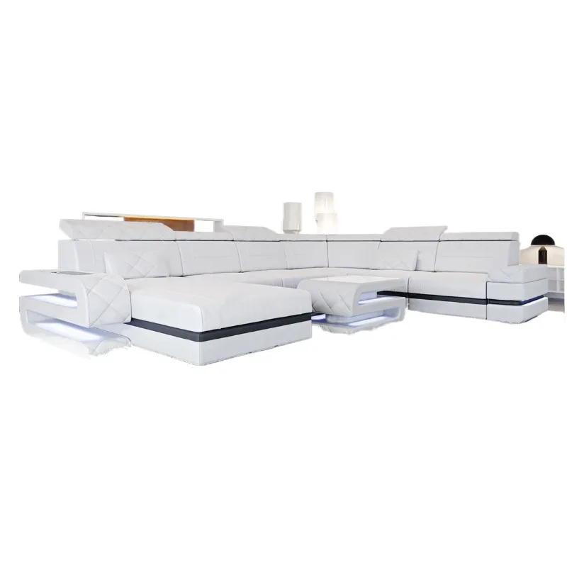 Nordic modern simple top-layer cowhide sofa combination home U-shaped