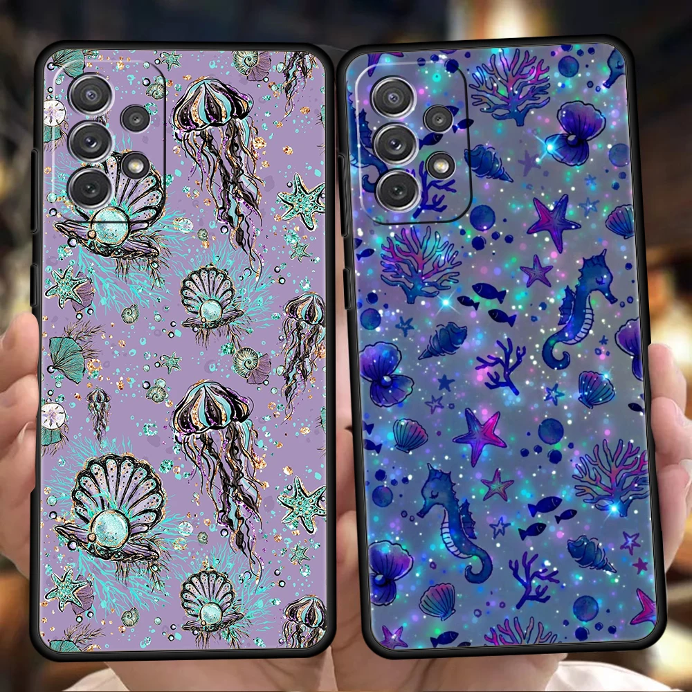 Phone Case for Samsung Galaxy A13 A15 A17 A22 A23 A25 A31 A32 A33 A35 A41 A51 A52 A55 5G Soft TPU Shell Ocean Style Present Bags