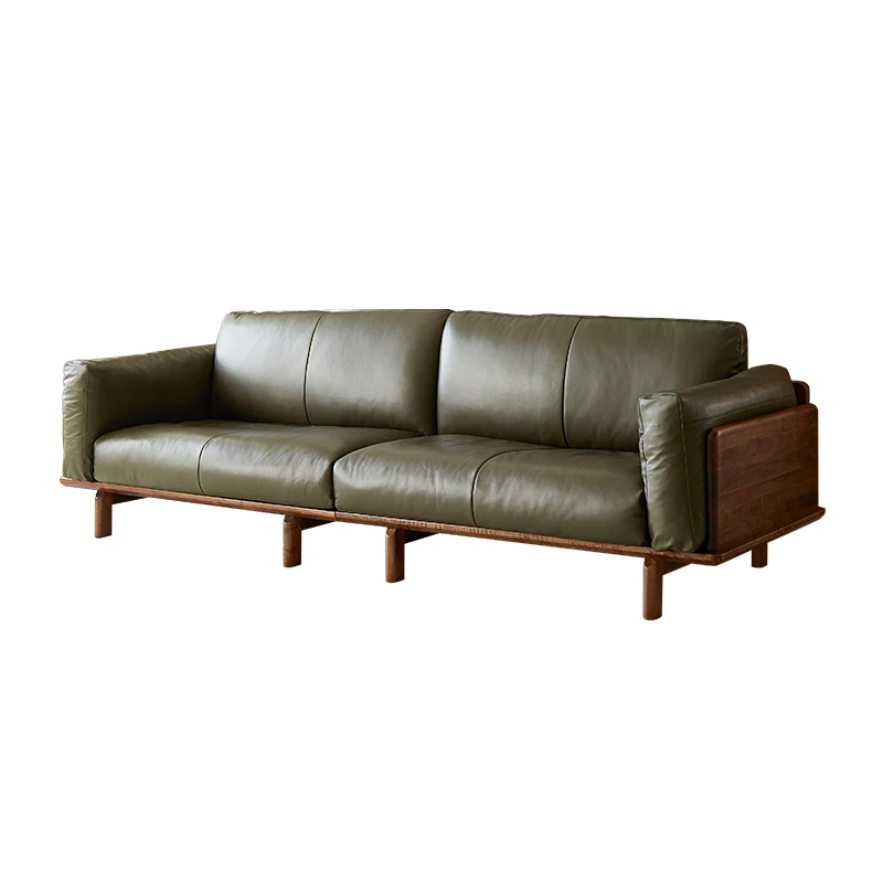 Factory Direct Wholesale Designer 3 Seater Sofa Black Walnut Solid Wood Minimalist Small Space Home Living Room Couch