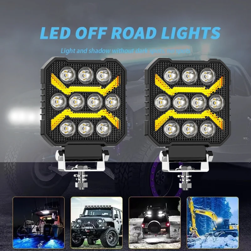 

high power 10smd 4inch square led work light waterproof 12-24V Offroad Led Laser Spot Flood Beam For Trucks Jeeps