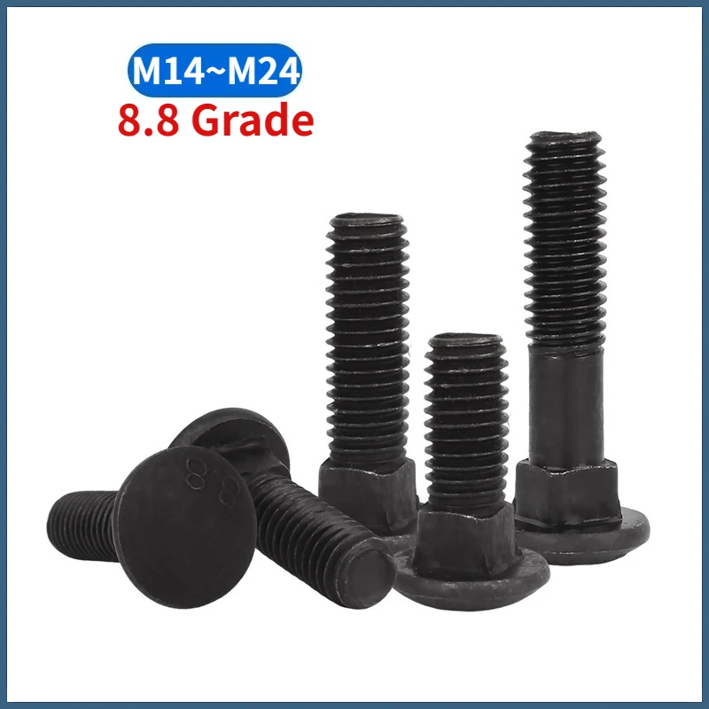 Beicai M14 M16 M18 M20 M24 Black 8.8 Grade Carbon Steel Carriage Bolts Round Square Neck Screws Gb12