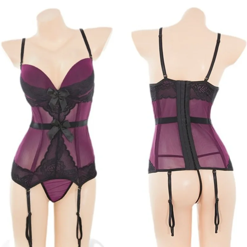 

Ladies' Sexy Lingerie French Slimming Temperament Queen One-piece Corset Sexy Lace Perspective Spicy Girl Suspender Vest