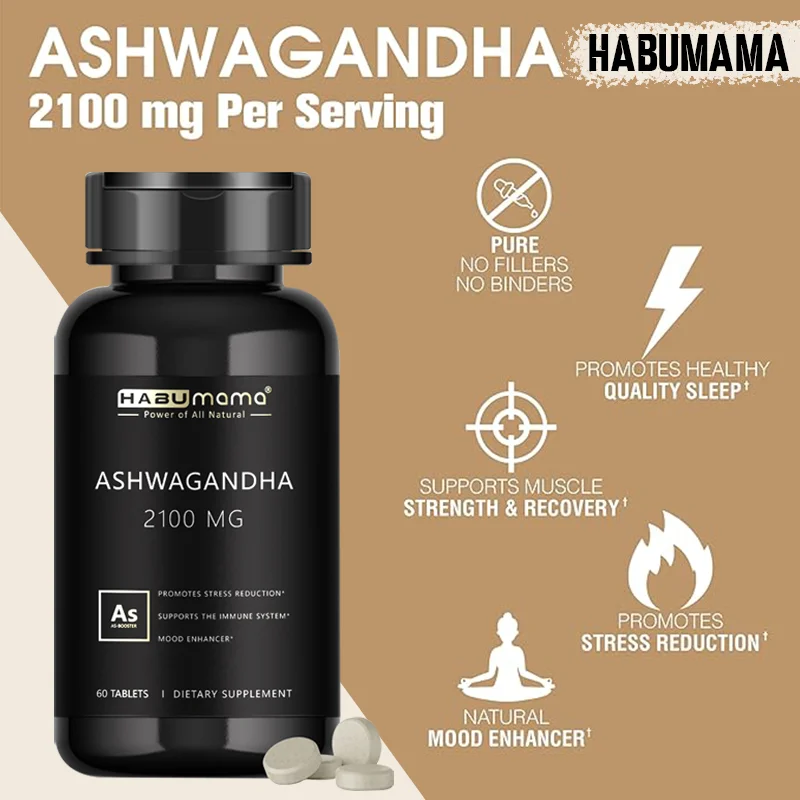 Habumama Ashwagandha, Horny Goat Weed, Testbooster Male Supplements for Health, Energy & Endurance, Muscle Mass, Vitality