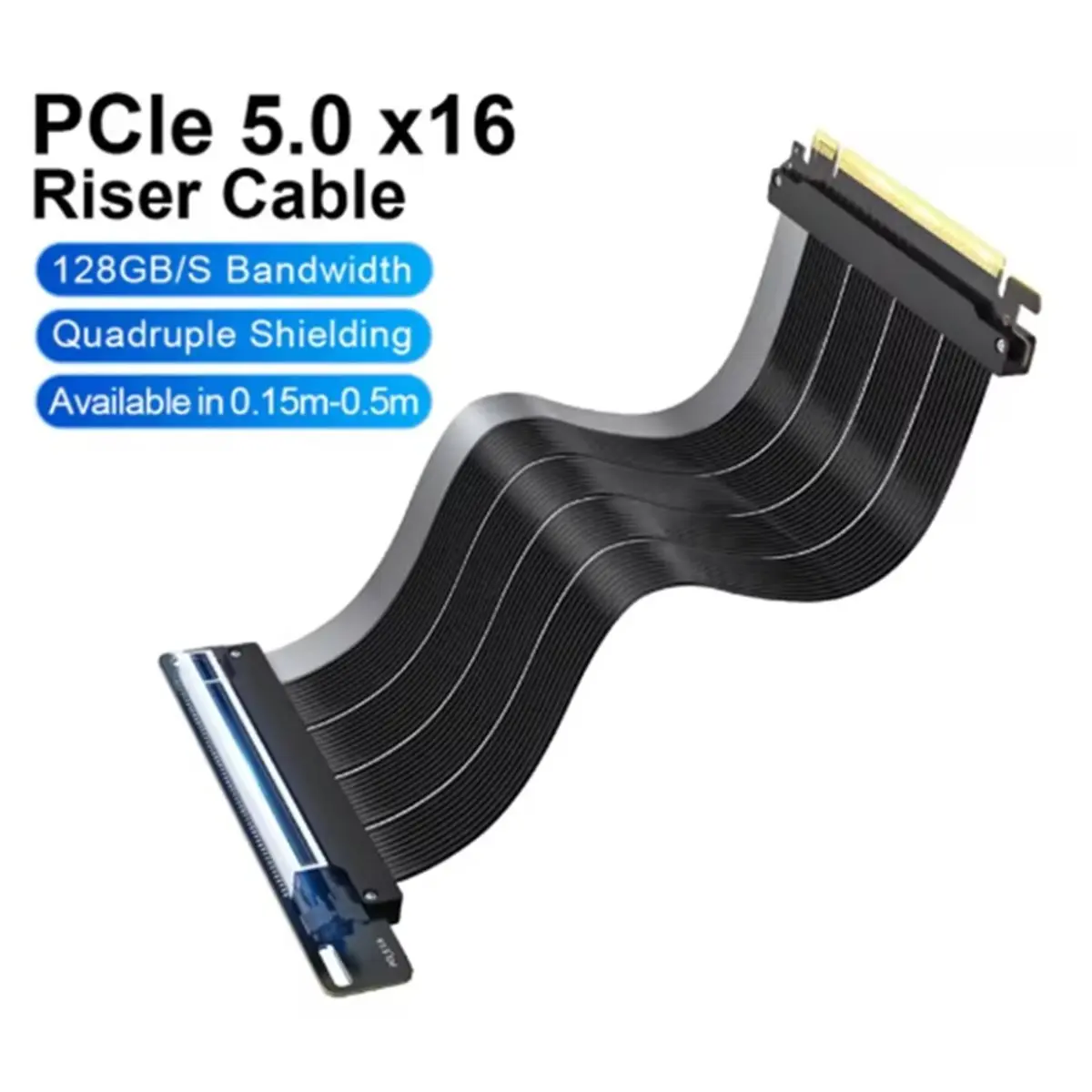 PCIe 5.0 X16 Vertical GPU Riser Cable 128GB/S for 50 Series ITX Gaming PC Chassis 20cm