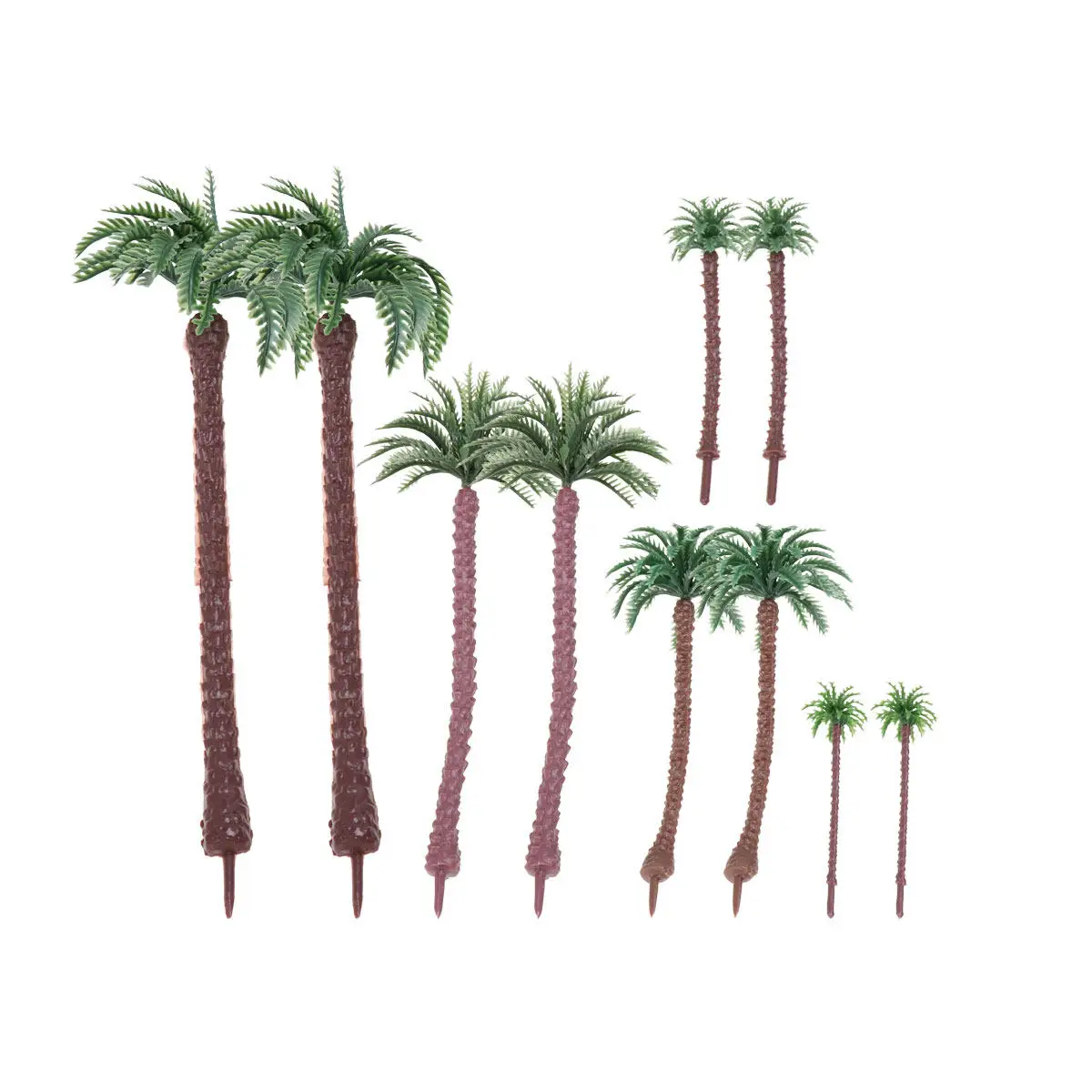 10Pcs Palm Tree Layout Props Plastic Scenery Miniature 19Cm 13Cm 9Cm 7Cm 5.5cm Green Landscape Decoration DIY Micro Landscape