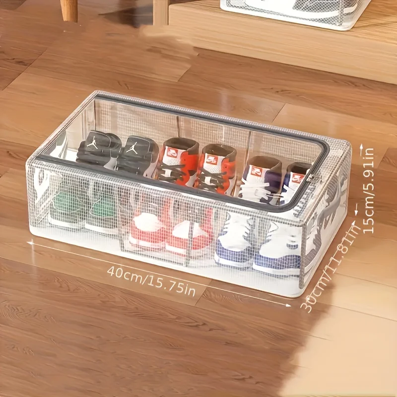 Foldable Sealed Dustproof Shoe Storage Box Large Capacity Visible Window Organizer for Home Bedroom Closet Shoe Rack