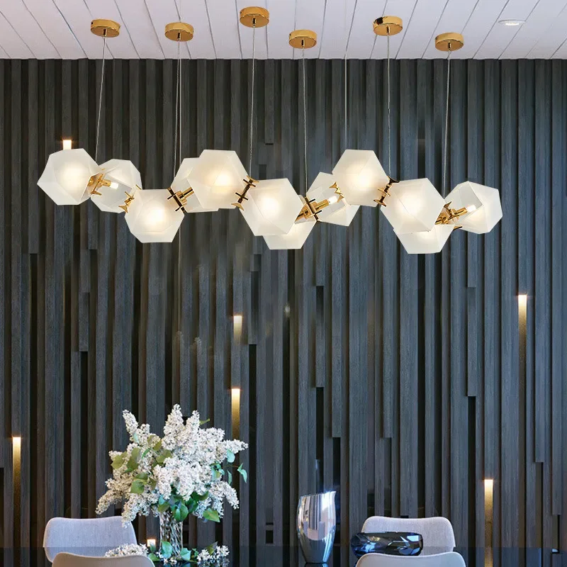 Nordic Designer Glass Chandelier Store Checkout Page Front Desk Clothing Shop Restaurant Dining Table Bar Lamp