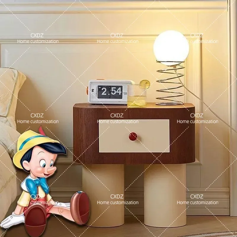 Nordic Cream Style Bedside Table Simple Modern Nightstand with Storage Small Narrow Cabinet for Bedroom Living Room Furniture