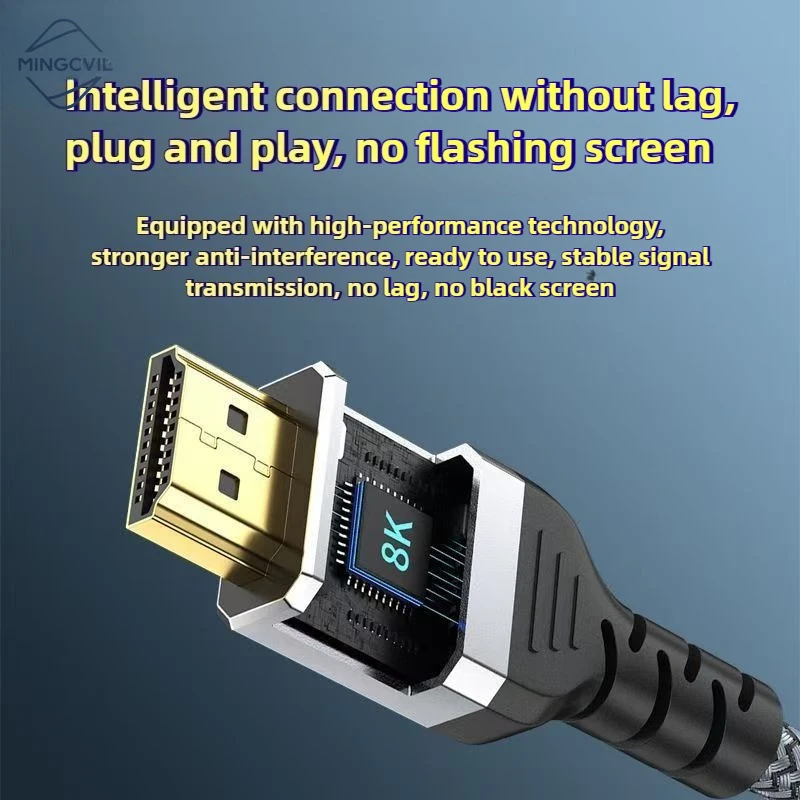 MINGCVIL 48Gbps HDMI-متوافق 2.1 كابل 1m 2m 3m 5m HDMI-متوافق مع كابل 8K 60 هرتز 4K 120 هرتز HDR ثلاثية الأبعاد تأثير الفيديو لأجهزة الكمبيوتر HDTV