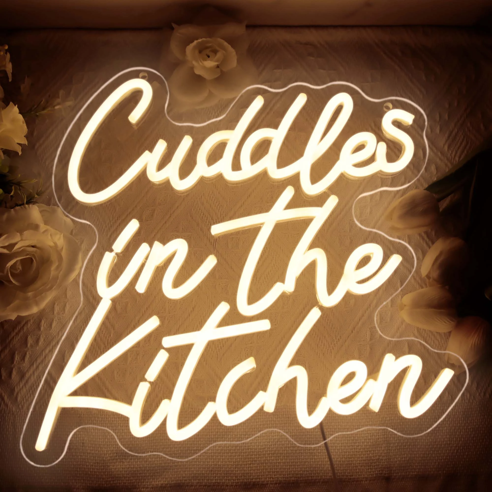 Cuddles in the Kitchen Neon Signs Wall Decor LED Light for Entryway Front Porch Bedroom Home Party Wedding Kids Gift