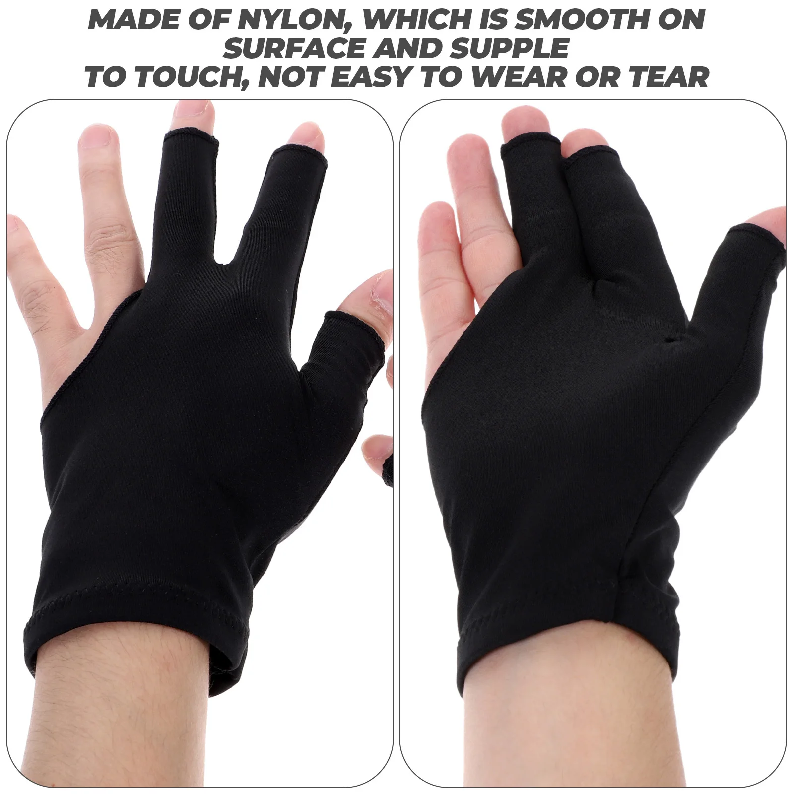 

Black Fingerless Billiard Gloves Three Finger Compression Cue Accessories Stretchy Adjustable Snooker Pool Glove
